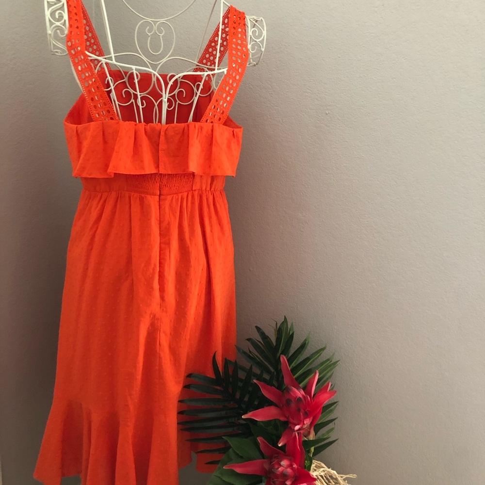 J. Crew Orange Eyelet Linen Midi Summer Dress - Picture 6 of 13